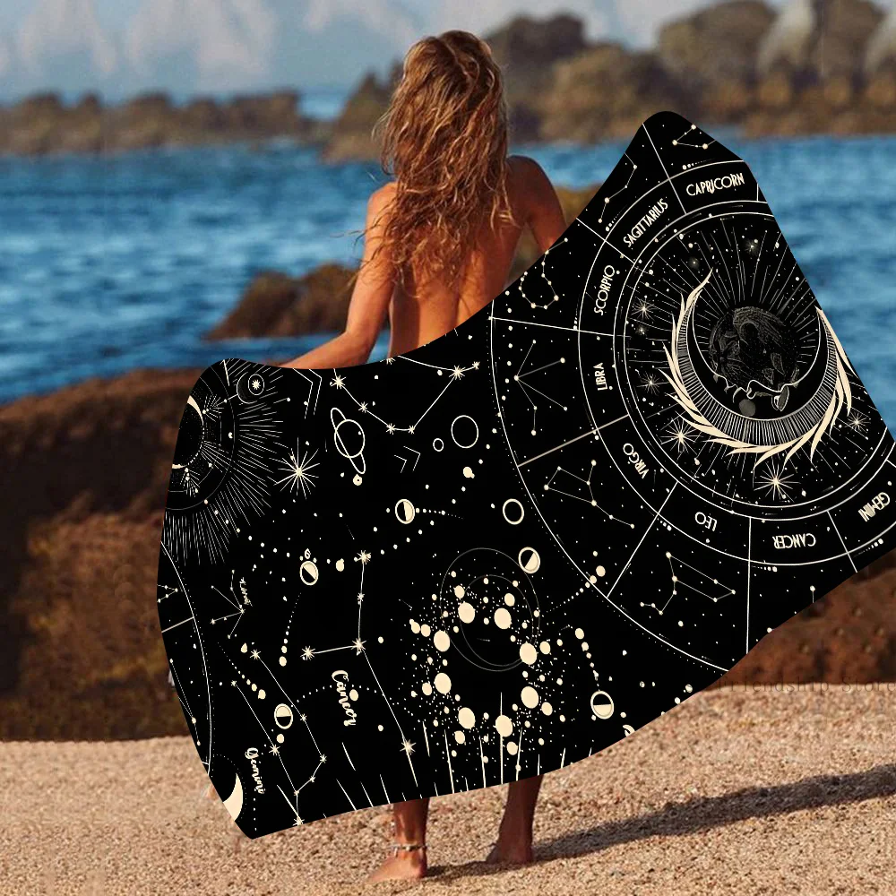 

Moon Sun Towel Microfiber Beach Towel Quick Dry Kids Beach Blanket Soft Unisex Camping Pool Towel