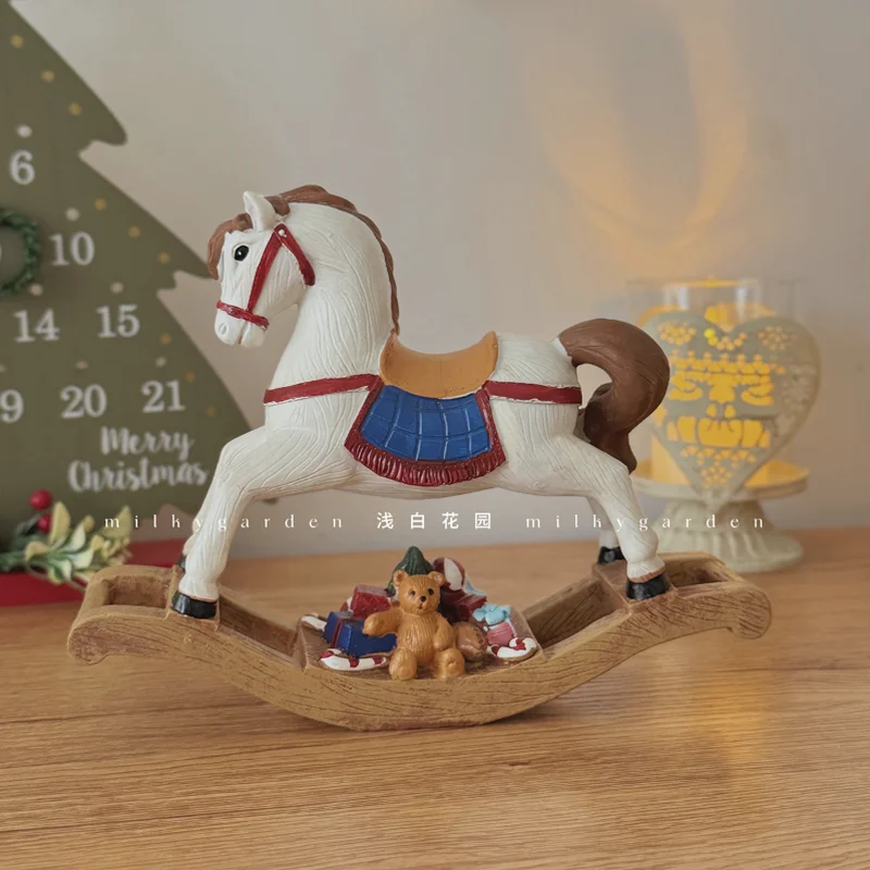 جو عيد الميلاد حصان خشبي كبار سانتا كلوز قطار هدية عيد الميلاد عرض فوز الديكور مول الحلي الزخرفية #1