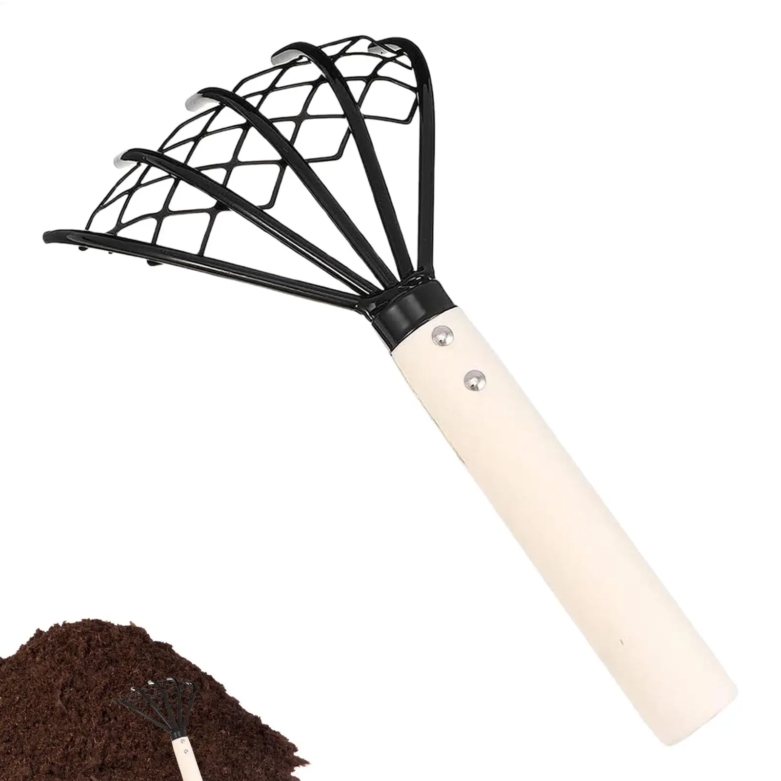 Rakes for Gardening 5 Tine Claw Rake and Cultivator Manual Cultivator Digger Tool with Ergonomic Grip for Weeding Soil Dirt Sand