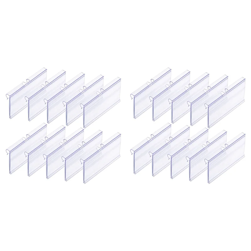 OFSS-140PC 8X4.2Cm Clear Plastic Label Holders For Wire Shelf Retail Price Label Basket Labels For Storage Bins