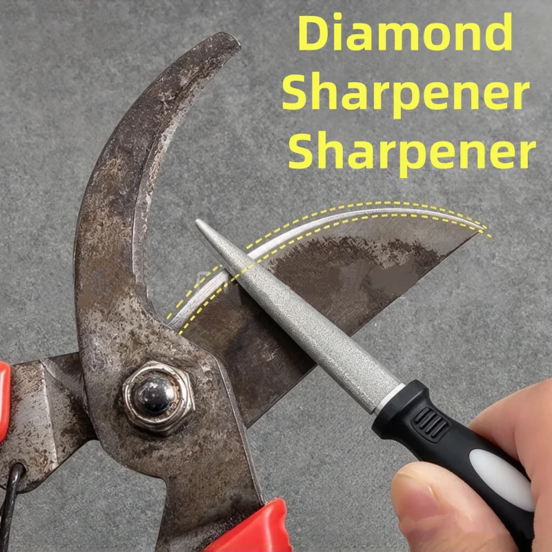 Diamond Sharpener Sharpener Metal Double Sand File Scissors Sharpener Double-sided Flat and Curved Design Gardening Tools