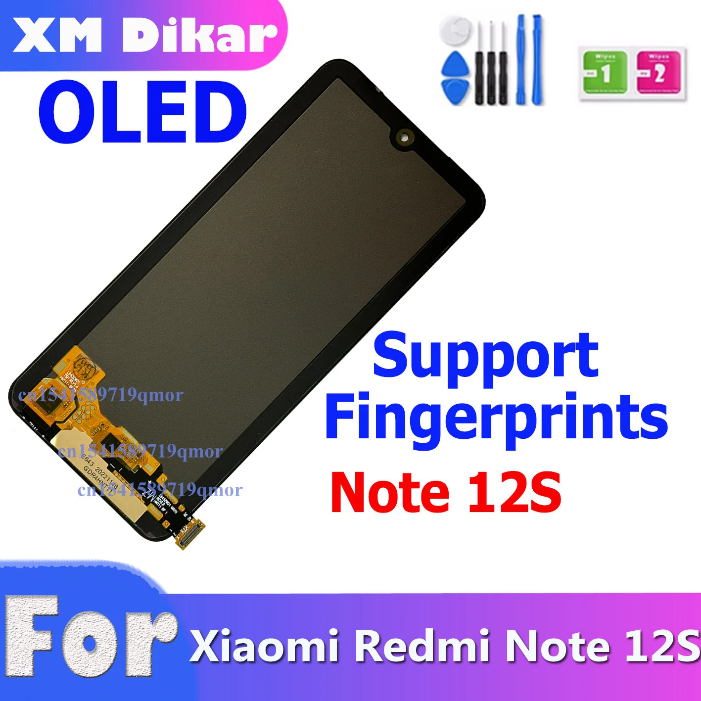 AAA+  OLED For Xiaomi Redmi Note 12S Note12s 2303CRA44A 23030RAC7Y 2303ERA42L Lcd Display Digital Touch Screen Replacement