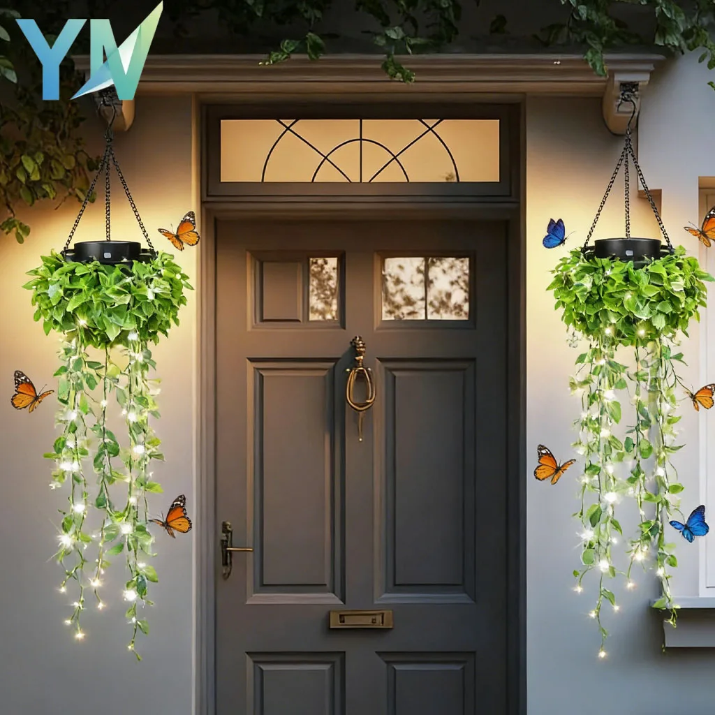 

Солнечные гирлянды-лианы, водонепроницаемые искусственные подвесные растения для забора, стены, балкона, ландшафтного декора, уличные светодиодные гирлянды