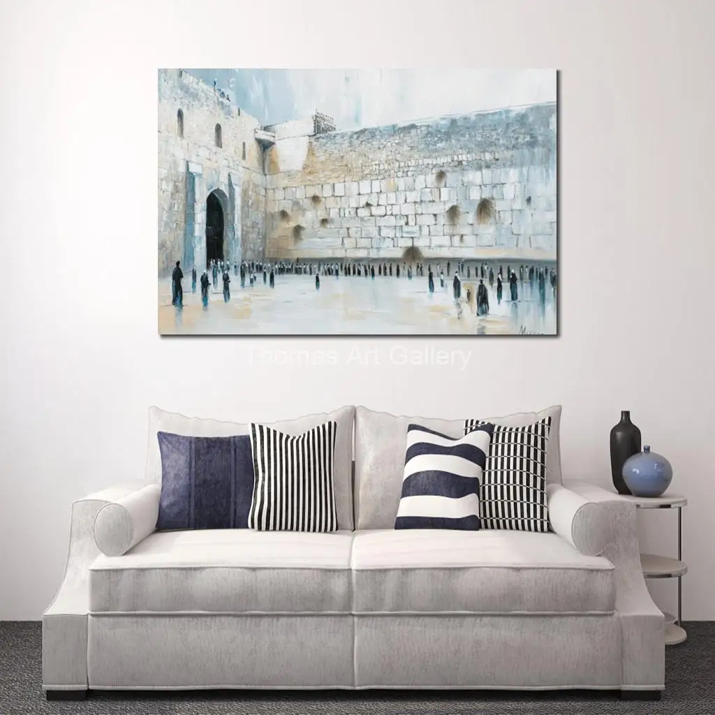 Jewish Art Jerusalem Canvas Prints Western Wall Blue HD Printed Posters Abstract Kotel Artwork Picture Dining Room Modern Decor