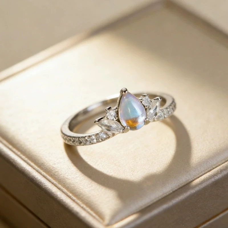 XIYANIKE Sweet Exquisite Moonstone Zircon Adjustable Finger Rings For Women Girl Fashion New Jewelry Gift Party кольцо