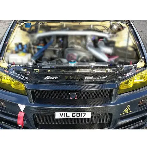닛산 스카이라인 R34 GTR 개조 카본 파이버 워터 탱크 히트 실드 그릴 쿨링 플레이트 히트 싱크 자동차 부품 바디 키트
