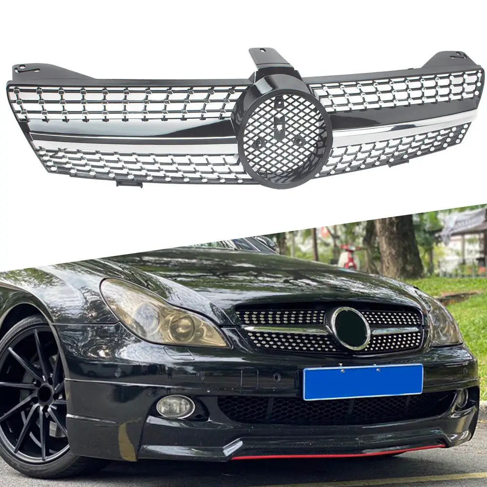 

Car Racing Grills Diamond Style Auto Front Bumper Mesh Cover Part For Mercedes Benz CLS-Class W219 2005-2007 Styling Accessories