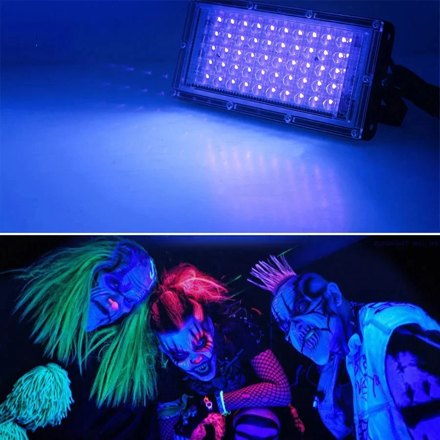 50/100/200/300W LED UV Floodlight 395nm Waterproof UV Curing Ultraviolet Lamp with Plug for Glow Party Stage Dance Wedding Decor