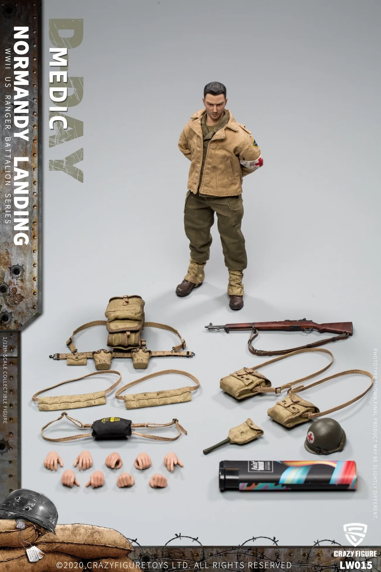 Crazy Figuur LW015 Wwii Us Army Rangers Soldaat Op D-Dag Medic 1/12 Action Figure