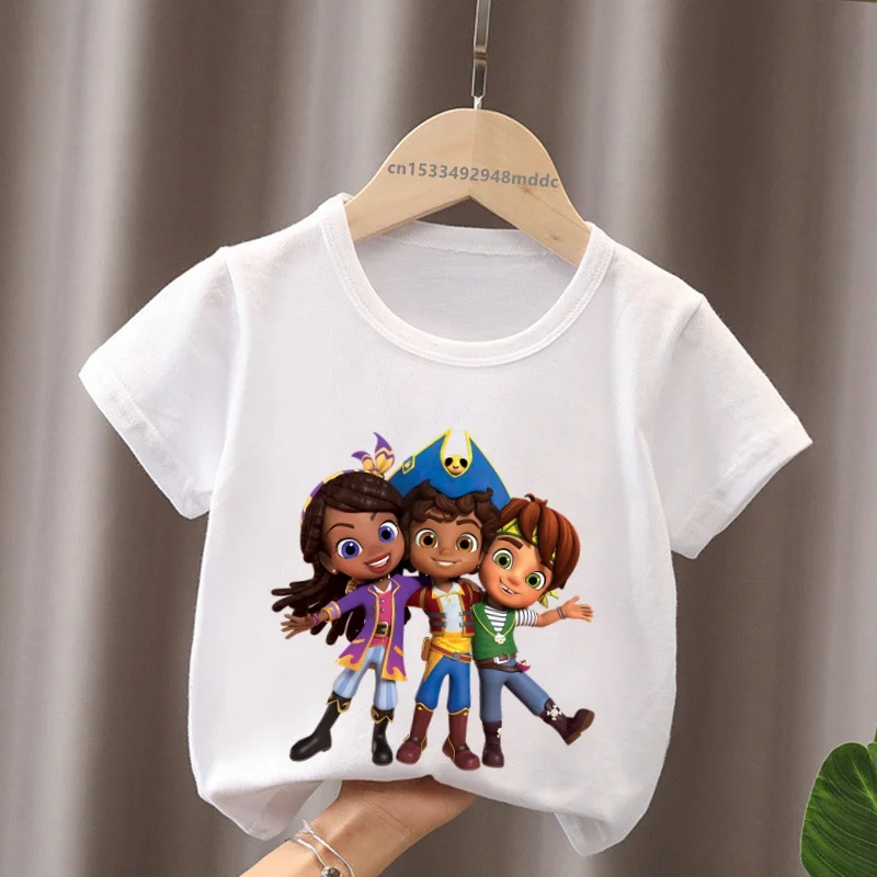 Hot Sale Santiago of The Seas Print Cartoon Kids T-Shirts Cute Girls Clothes Baby Boys Short Sleeve T shirt Summer Children Tops