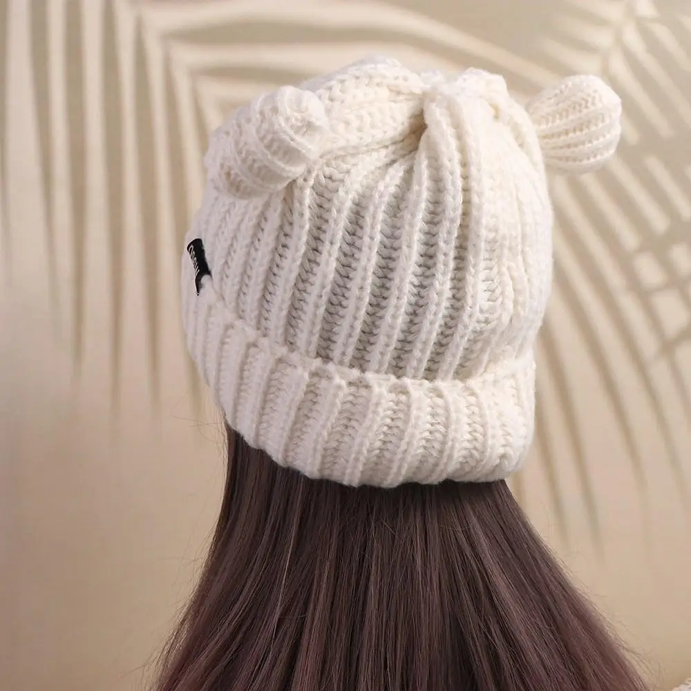 Leisure Letter Bear Ears Knitted Hat Beanie Hat Skull Cap Cat Ears Beanie Woolen Hat All-match Winter/Autumn