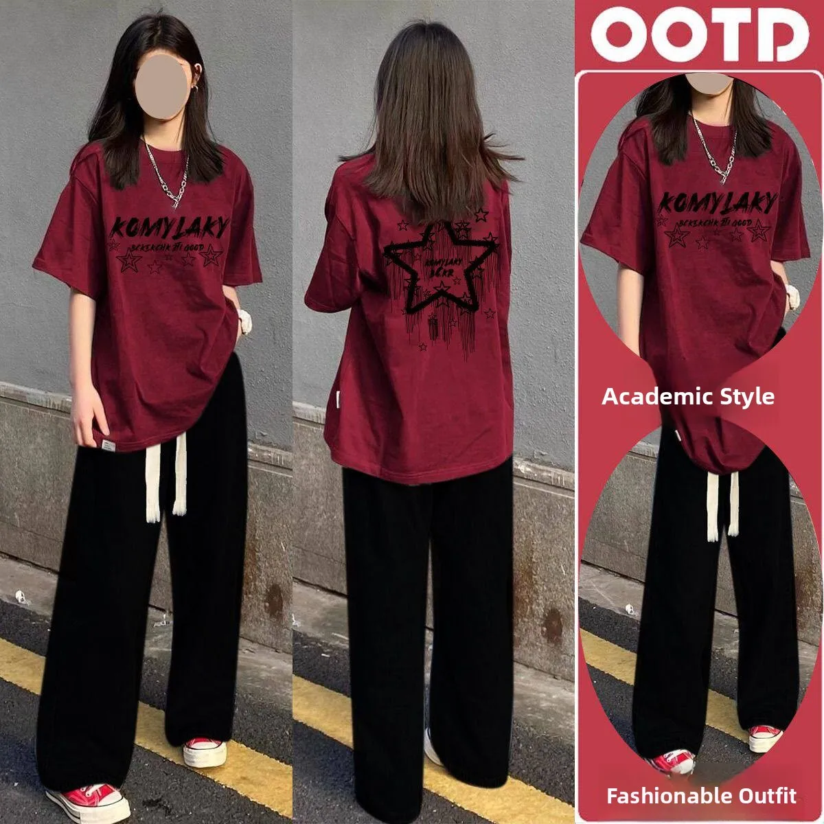 

plus Size Casual Sportswear Set Women Summer Letter Short Sleeve Wide Leg Pants Korean Style Two Piece Set Polyester Fiber