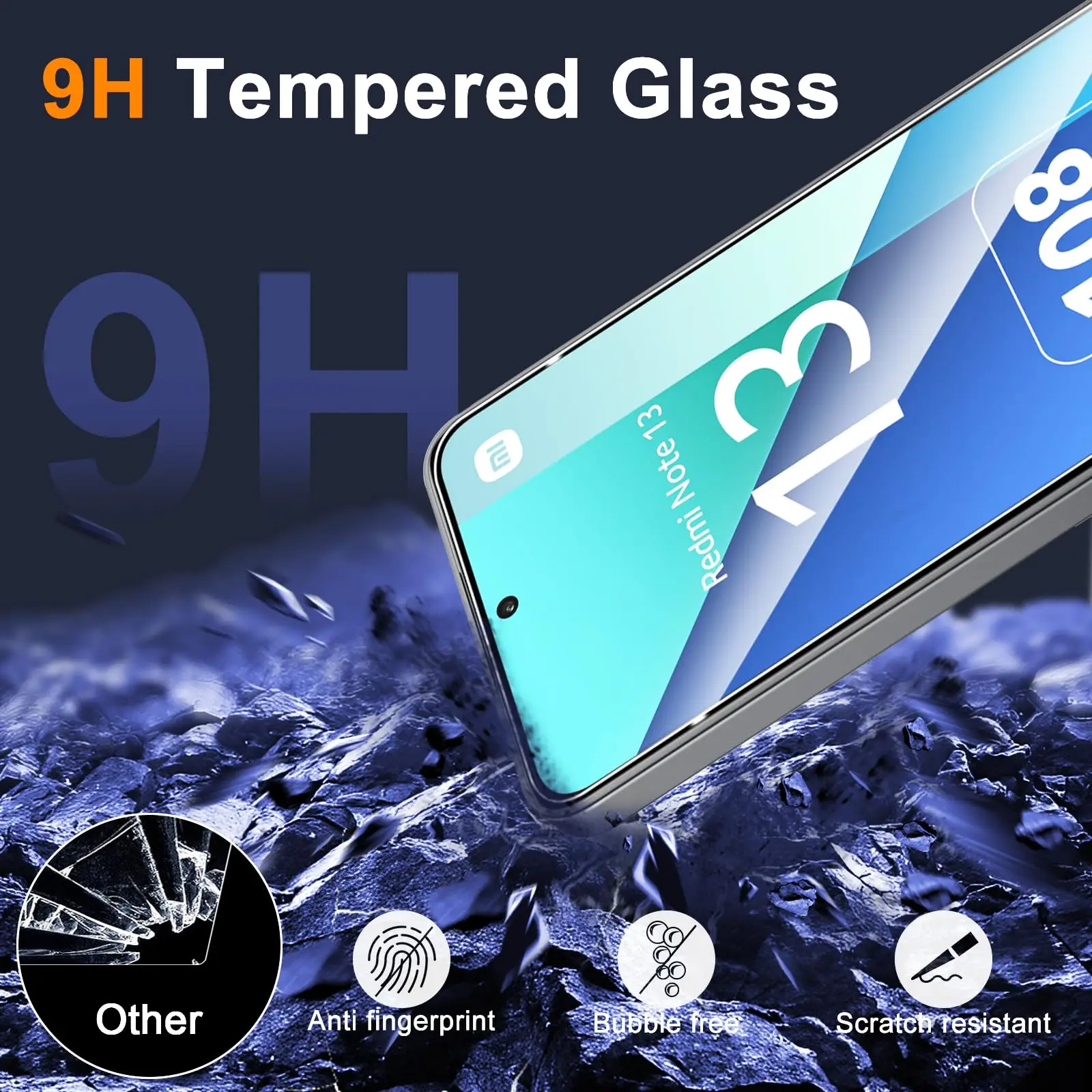 Защитная пленка для экрана Xiaomi Redmi Note 13, закаленное стекло, кристалл слюды, 9H HD, прозрачная, против царапин