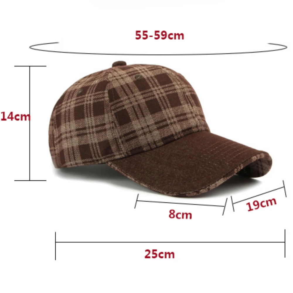 HT5084 Frühling Herbst Baseballkappen für Männer Frauen Karierte Verstellbare Snapback-Kappe Sonnenhut Unisex 6-Panel Denim Baseballmütze – Detail 1