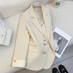 Xpqbb Blazer da donna di alta qualità moda coreana bottoni in metallo bottone Office Lady Suit giacche primavera autunno Blazer All-match