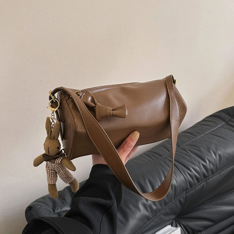 Bolsa de Ombro com Zíper PU Monocromático para Mulheres, Senhoras Crossbody Bags, Estilo Básico, Frete Grátis, 2022, 2024