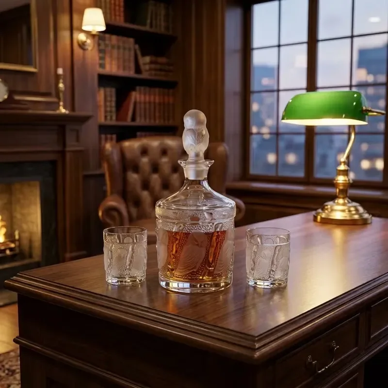 Luxury Crystal Glass Owl Wine Bottle Set Handmade Transparent Decanter for Corporate Business Promotional Gifts Low MOQ