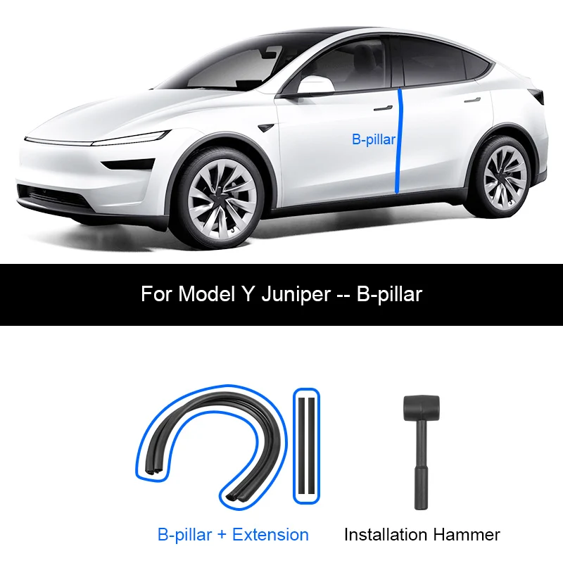 Für Tesla Model Y Juniper Türdichtungsstreifen, schalldichter Gummi-Dichtungsstreifen für die Abdichtung von Highland B-Säulen, Geräuschreduzierung