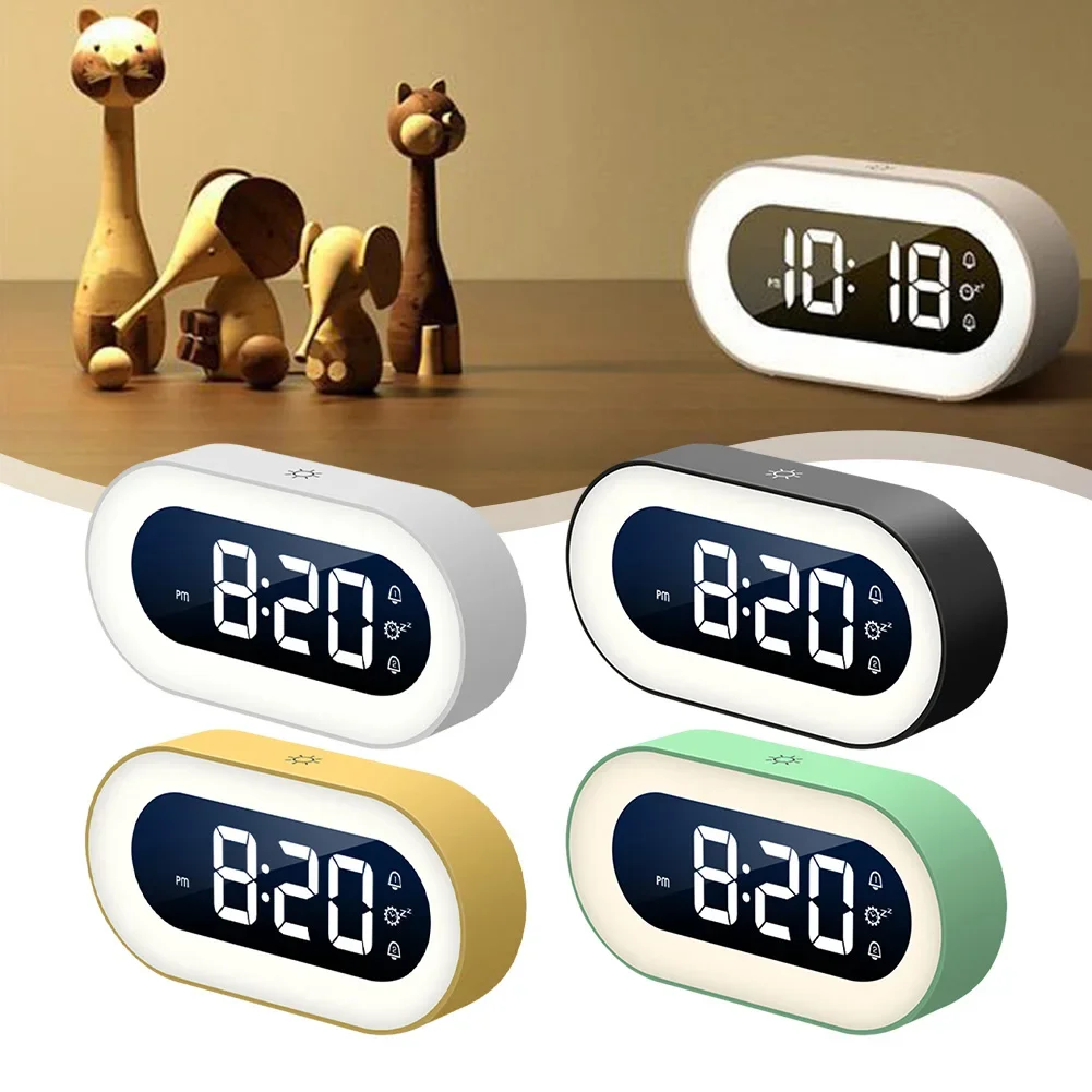 

Alarm Clock Digital Alarm Clock Light Design Desktop Clock Voice Control Night Light Design Desktop Clocks Home Table Decor