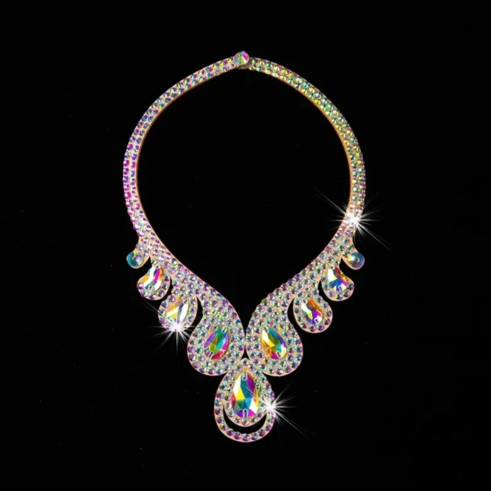 Women's Belly Dance Performance Necklace Customized Luxury Rhinestones Oriental Modern Senior Dancing Ornament Accessories