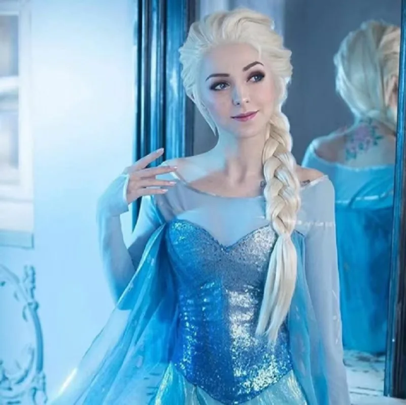 Nowe filmy z perukami mrożona królowa śniegu Elsa blond włosy peruki do cosplay na Halloween karnawał Purim bal przebierańców
