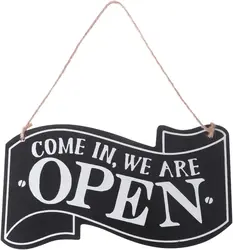 Wooden One Sided Store Open and Closed Signs for Business Hanging Sign Decorative Welcome Boards