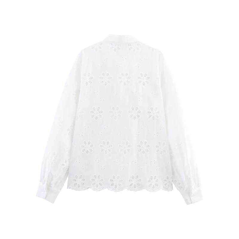 Z Women's Faionable Soluble Embroidery irt Versatile Ele Sle Long Sve Polyester Fiber Regular Fit Summer 2025