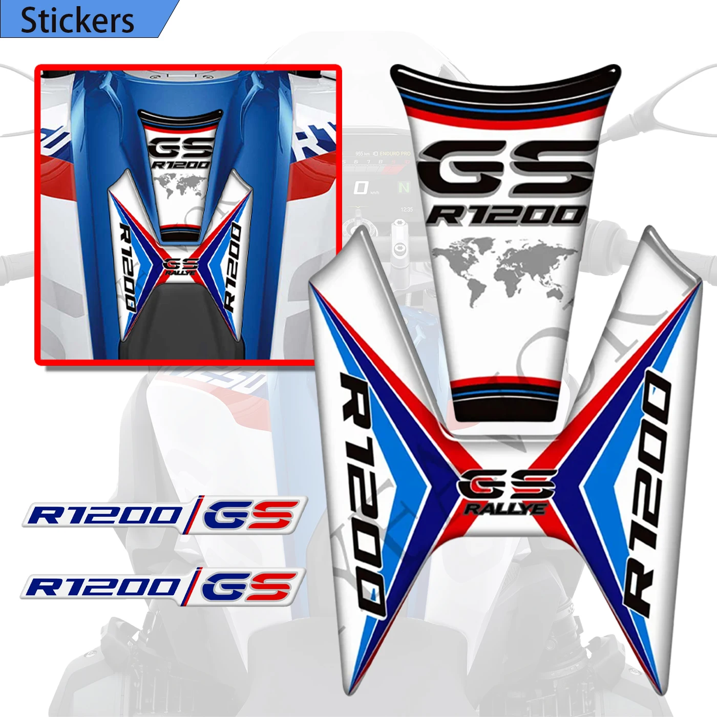 

r1200 For BMW R1200GS R1200 R 1200 GS Gas Fuel Oil Kit Knee Tank Pad 3D Stickers Protection Fairing Fender