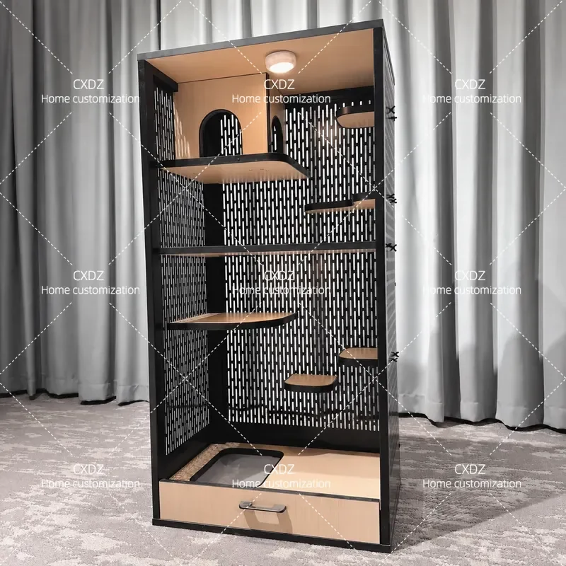 Dragon cat cabinet cage solid wood ecological board pet air conditioner cabinet villa blind date cabinet cage dragon cat room