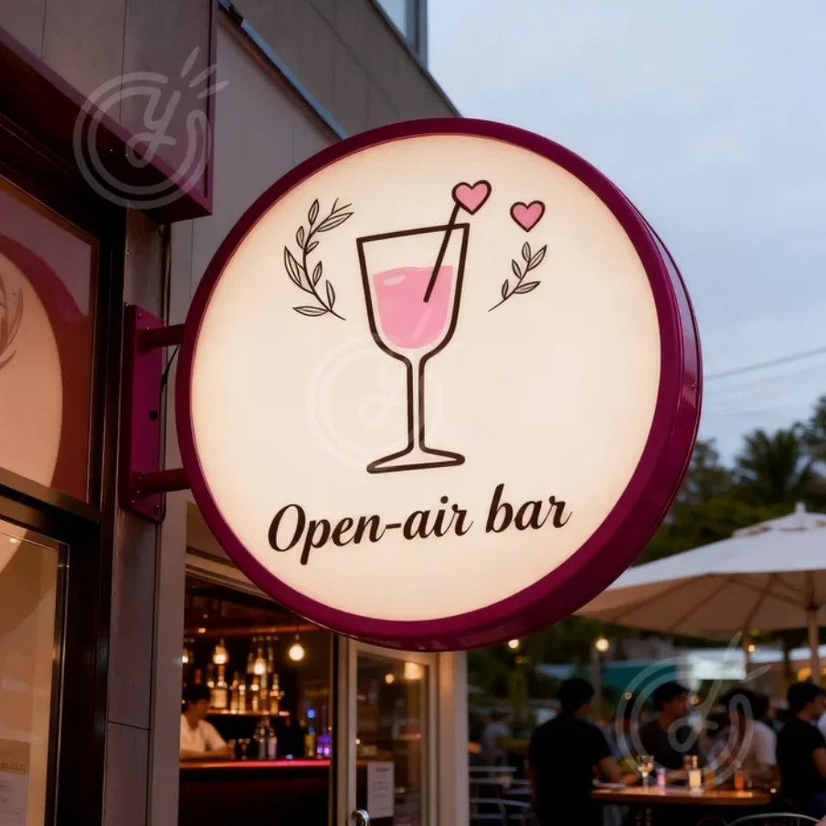 

Custom Business Lightbox Sign Advertising Double-Sided Illuminated Personalized Open-air Bar Decor LED Signage Red Light Box