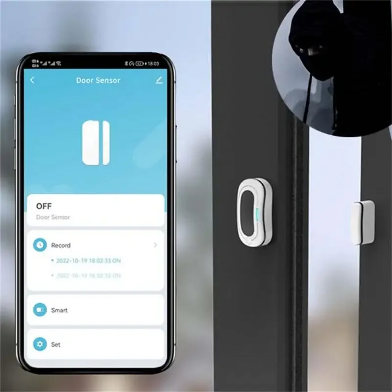 Смарт-датчик двери и окон Tuya Zigbee, Беспроводной сенсор на магните для дверей и окон, перезаряжаемый, с сигнализацией, для умного дома