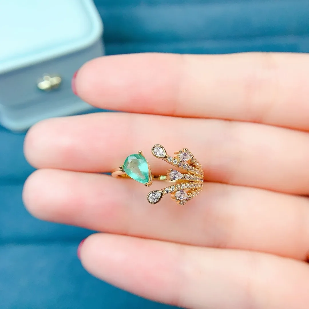 Noble Retro Element Natural Emerald Ring S925 Pure Silver Fashion Jewelry Bright Flash Stone High End Banquet Fashion Jewellery
