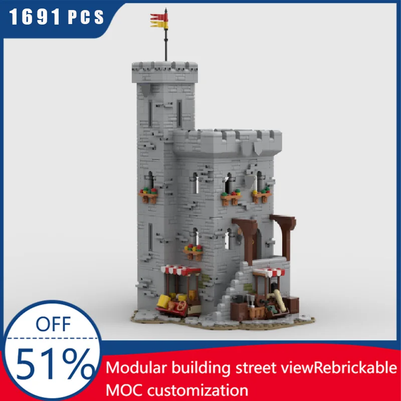 

1691 Parts Medieval Fortress Model Moc Building Bricks Trade Tower Castle Modular DIY Sets Assembly Blocks Toys Christmas Gifts
