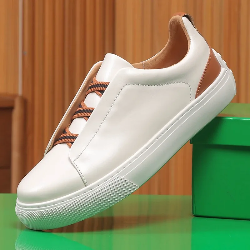 

New Fashion Genuine Leather Casual Shoes Breathable Flats Men Leather Shoes Loafers Outdoor Sports Zapatos Luxury Sneakers