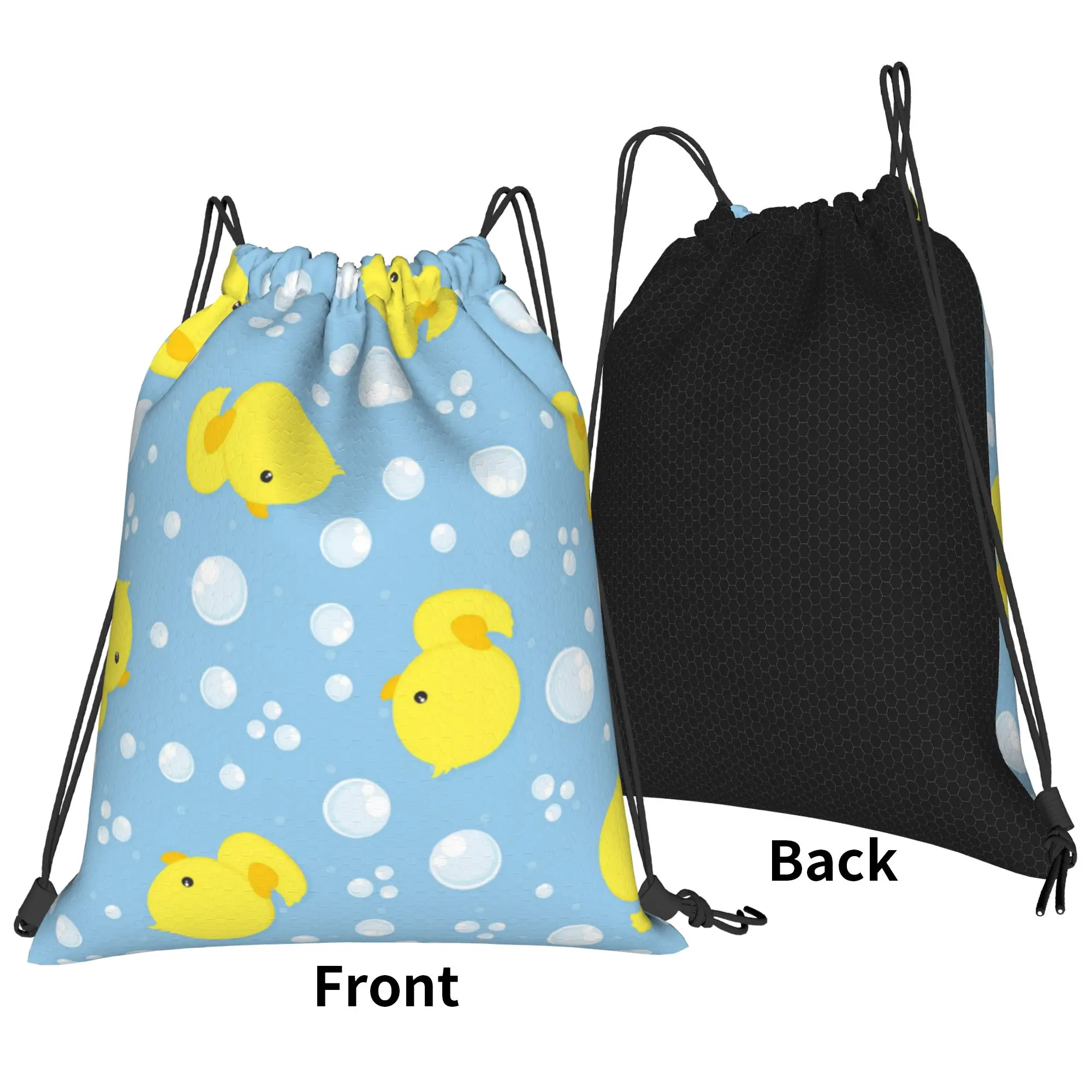 Kawaii Baby Duck Backpack Drawstring Football Bags Gym Bag Water Resistant Animal String Sackpack for Travel 36cm (W) x 43cm (H)
