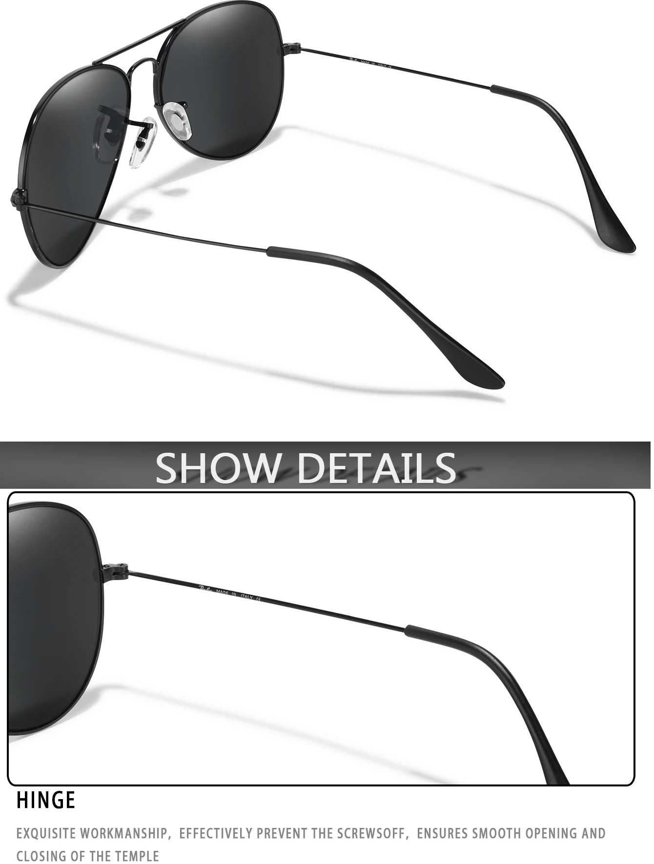 Klassische Radfahren Sonnenbrille Luxus Pilot Sonnenbrille für Männer Frauen Outdoor Sport Wandern Designer Vintage Schwarz Brillen UV400 – Detail 4