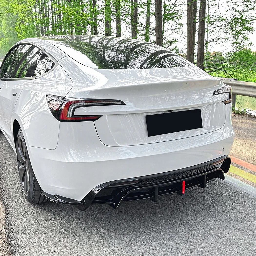 For Tesla Model 3 2023+ Accessories Rear Bumper Diffuser Protector Spoiler Lip Side Splitters Decoration Modified