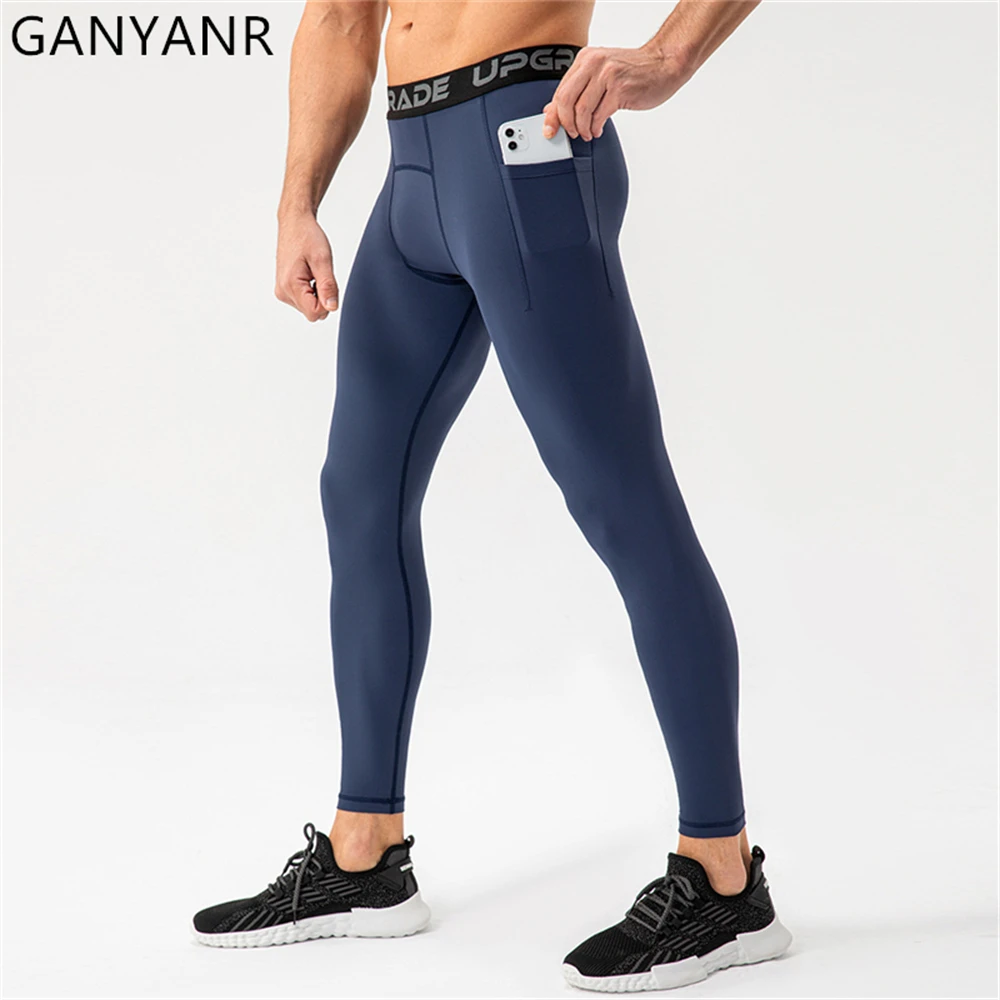 

GANYANR Compression Pants Men Running Tights Sportswear Leggings Sports Gym Basketball Clothing Football Fitness Cool Workout
