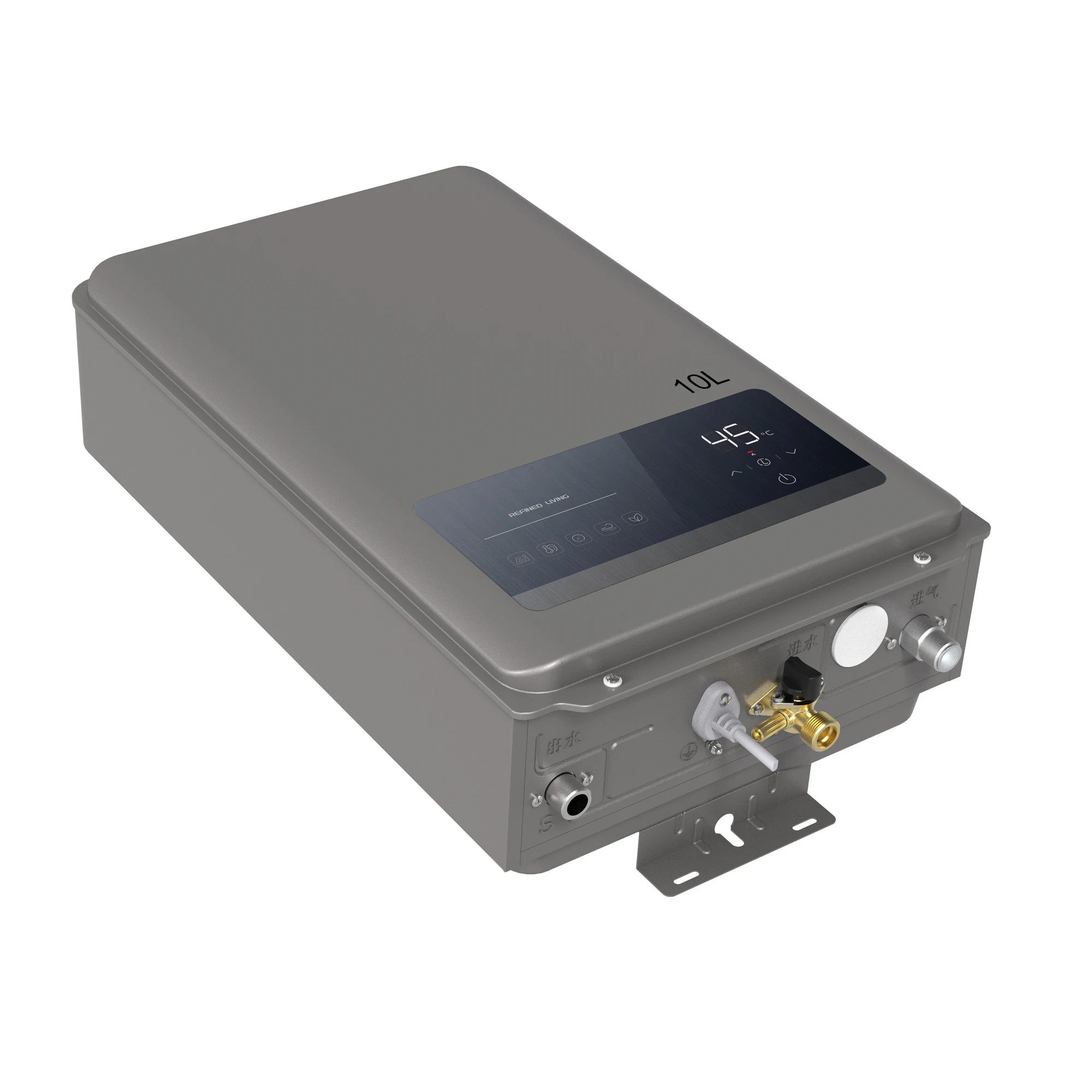Newest Stainless Steel Tankless Water Heater LED Screen Touch Operation 10L Instantaneous Capacity for Natural Household
