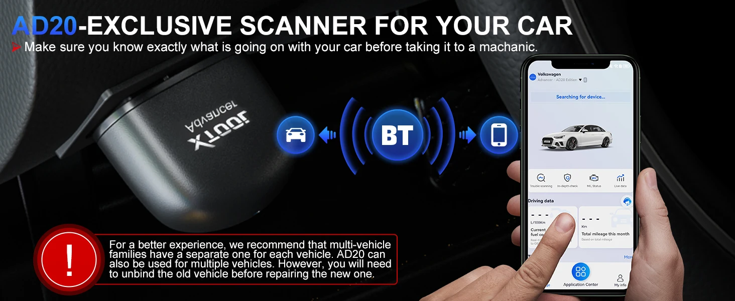 XTOOL AD20 Bluetooth OBD2 Scanner For Engine System Diagnostic Code Reader HUD Display Perfromance Test Lifetime Free Update