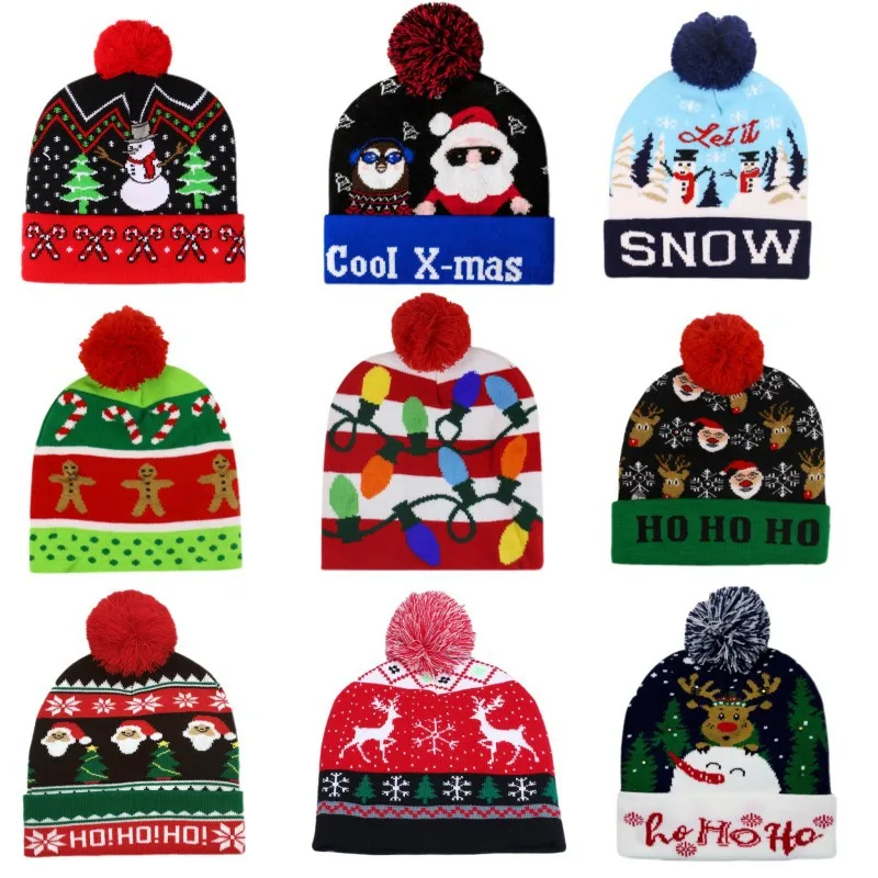 Creative Women Christmas Hat Men Snowman Winter Warm Color Beanie Santa Knitted Cap Christmas Gift For New Year Xmas Party Decor