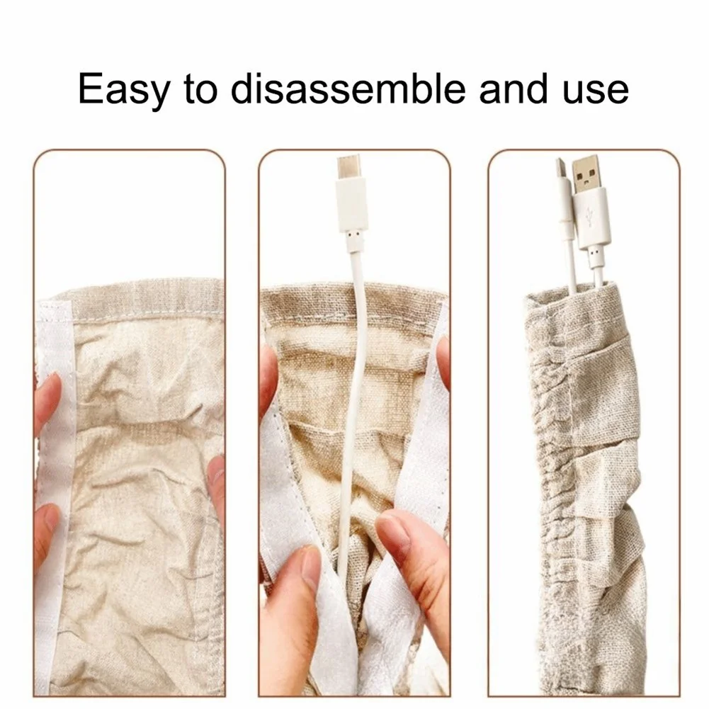 2Pcs Chandelier Chain Cover Fabric Cord Cover 6Ft Electric Wire Protector Cotton And Linen Cable Covers For Covering Chandelier