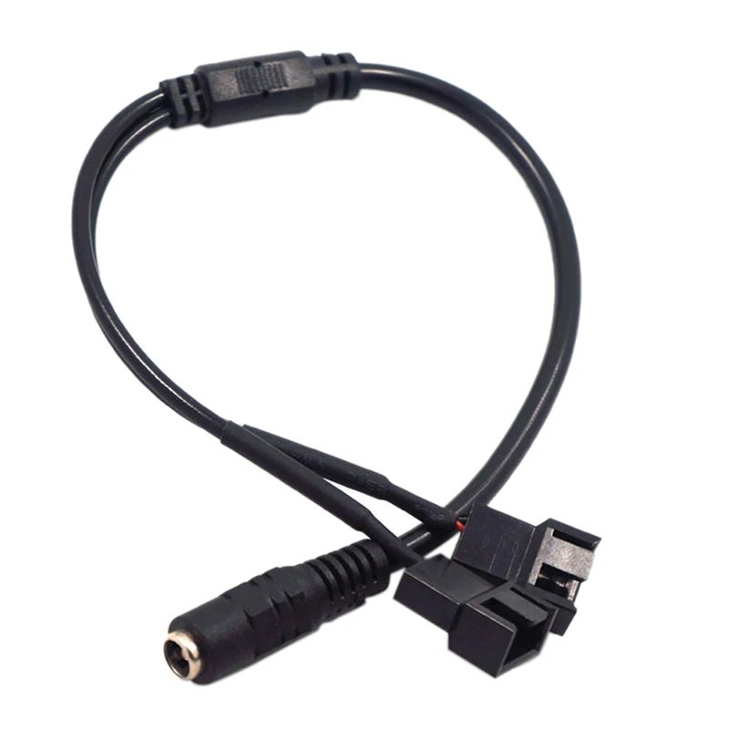 1PC DC5521 To 4Pin PC Fan Cable PWM 4 Pin 2 Way Computer PC Router Fan Power Adapter Cable 12V