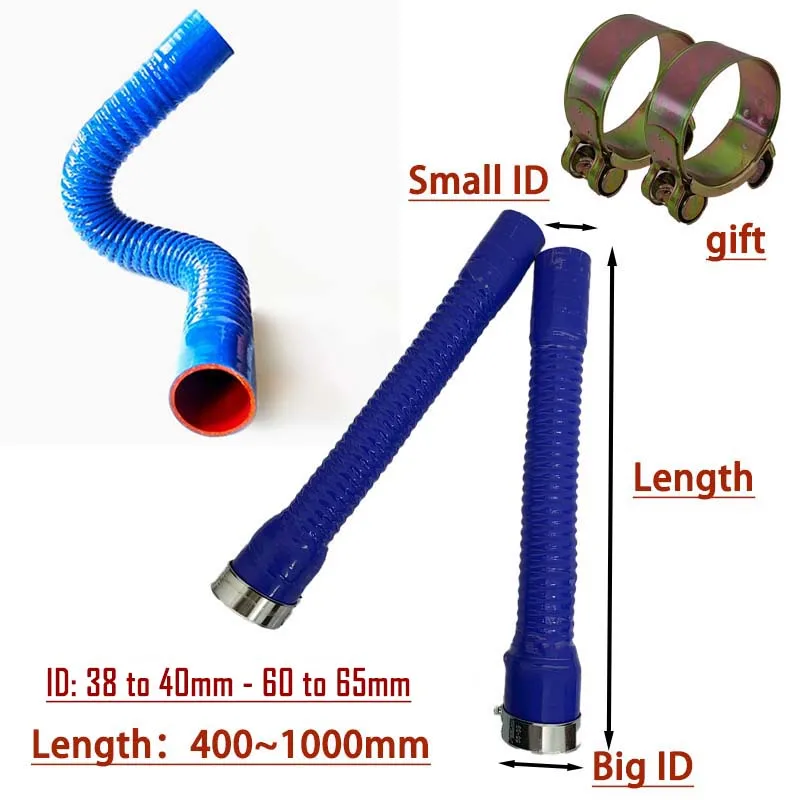 Blue Universal Car Silicone Flexible Hose Car Air Intake Pipe Radiator Tube Intercooler Steel wire corrugated Tube