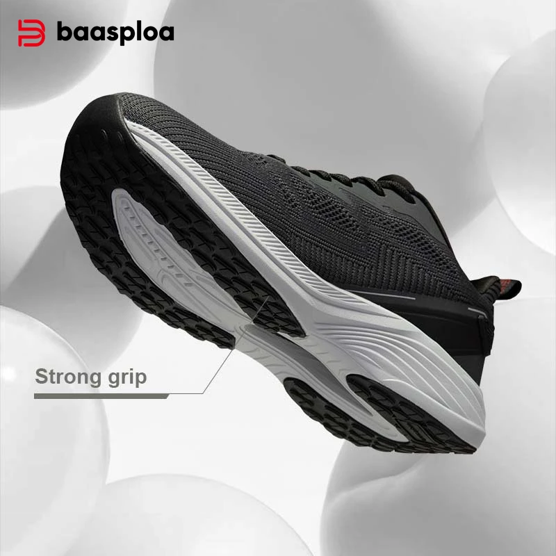 

Baasploa Men Running Shoes Brand Lightweight Comfort Soft Sport Shoes Mesh Breathable Carbon Plate Casual Sneakers Outdoor