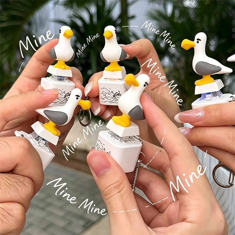 Rechargeable Mine Bird Voice Light Keychain Toy Clicker Anxiety Relief Sensory Portable Backpack Ornament Fingertip Play With