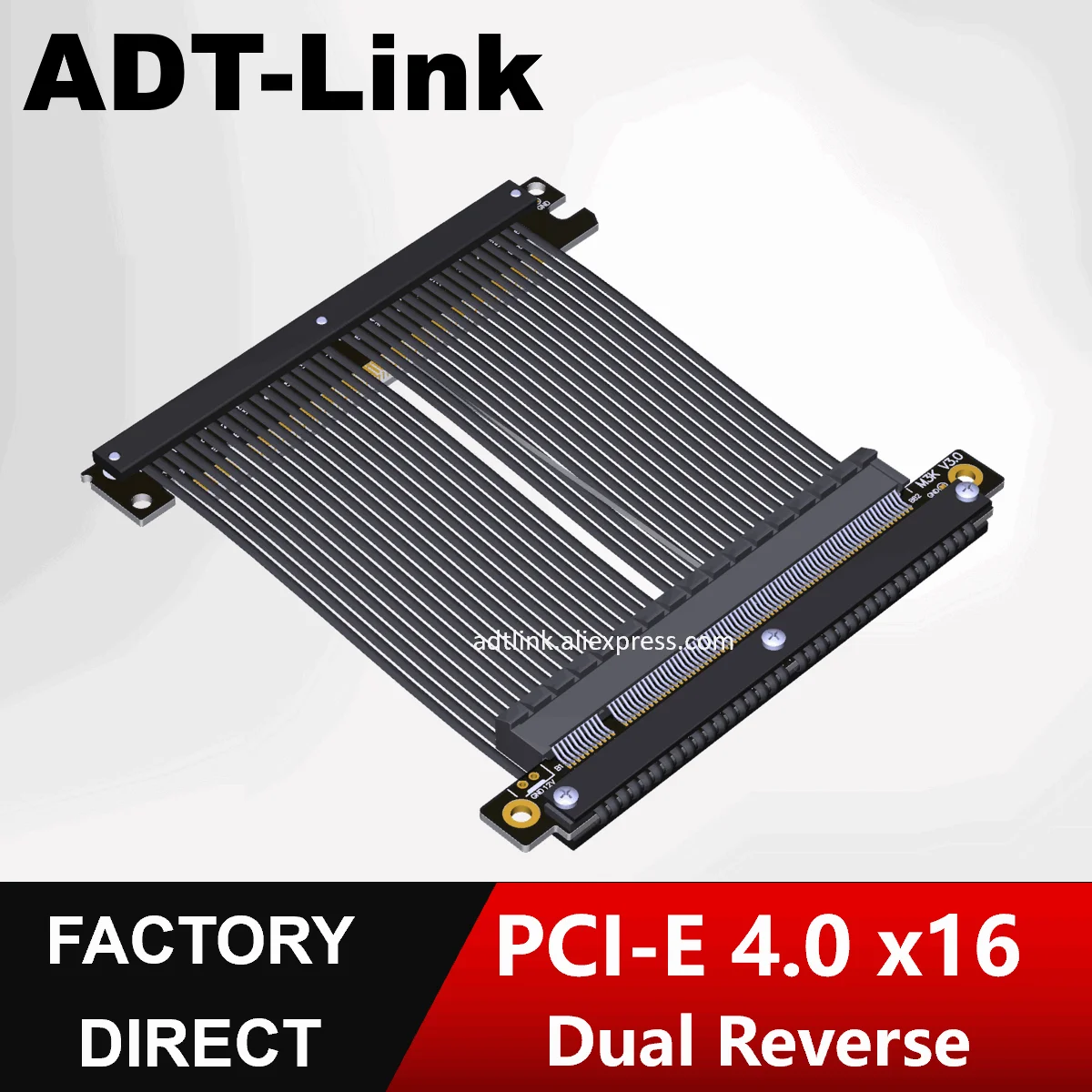 ADT-Link 2025 New PCIe 4.0 x16 Riser Cable Dual Reverse-angle Graphics Video Card High Speed Flexible Extension For ITX A4 PC