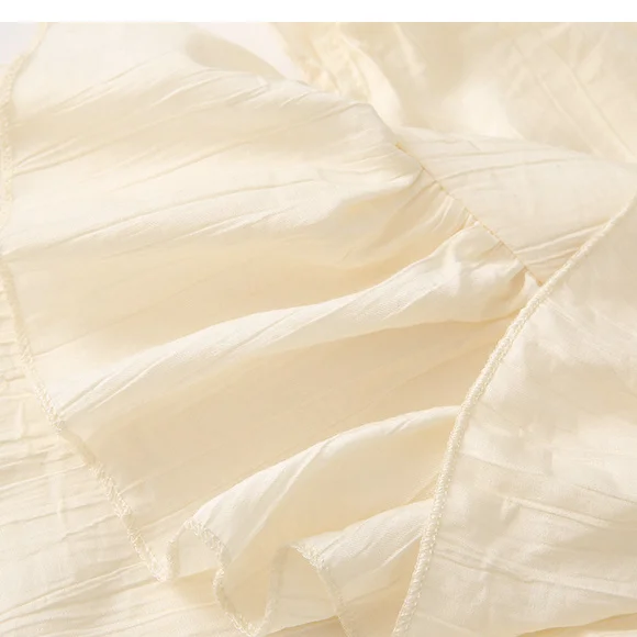 قمصان نسائية قصيرة الأكمام تظهر مهزومًا متعددة الرقبة ملابس احترافية من الأورجانزا مزينة بأناقة القصر الأنيقة الأولى #3