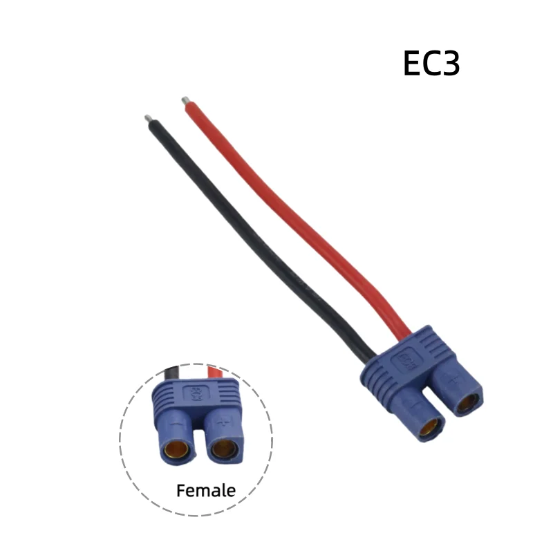 EC3 Male Female Bullet Connector Plug Pigtail Cable 10cm 16AWG Silicone Wire for RC Lipo Battery FPV Car Boat