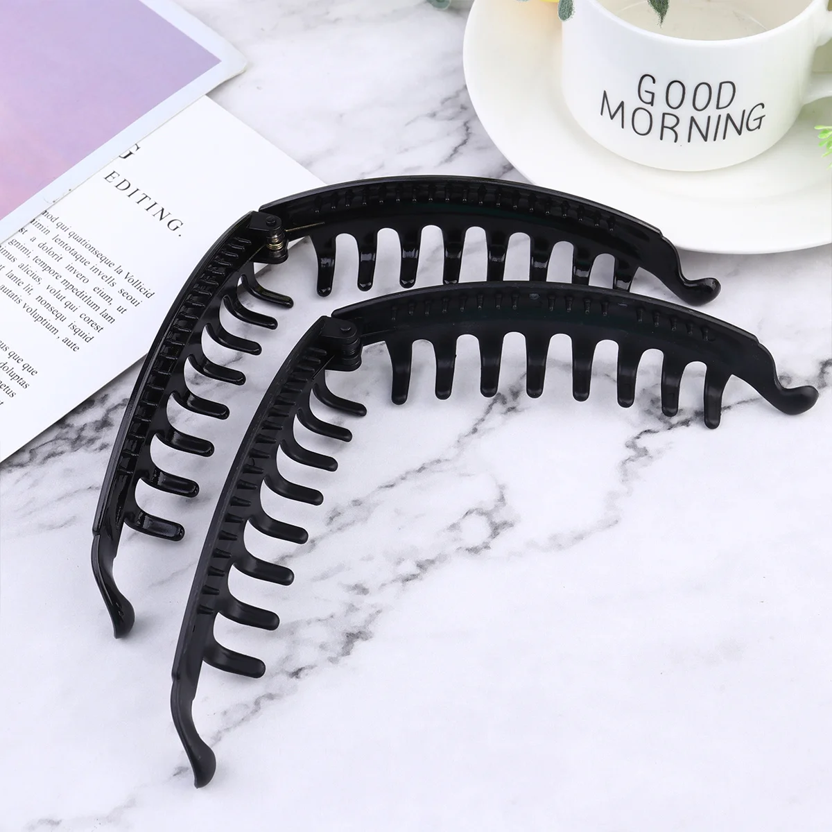 

10Pcs Banana Clips Fashion Chic Design Durable Plastic for Work Home Party Yoga Activities 2 Styles Black Banana Hair Clips